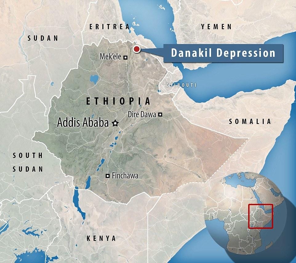 danakil depresjon Etiopia kart