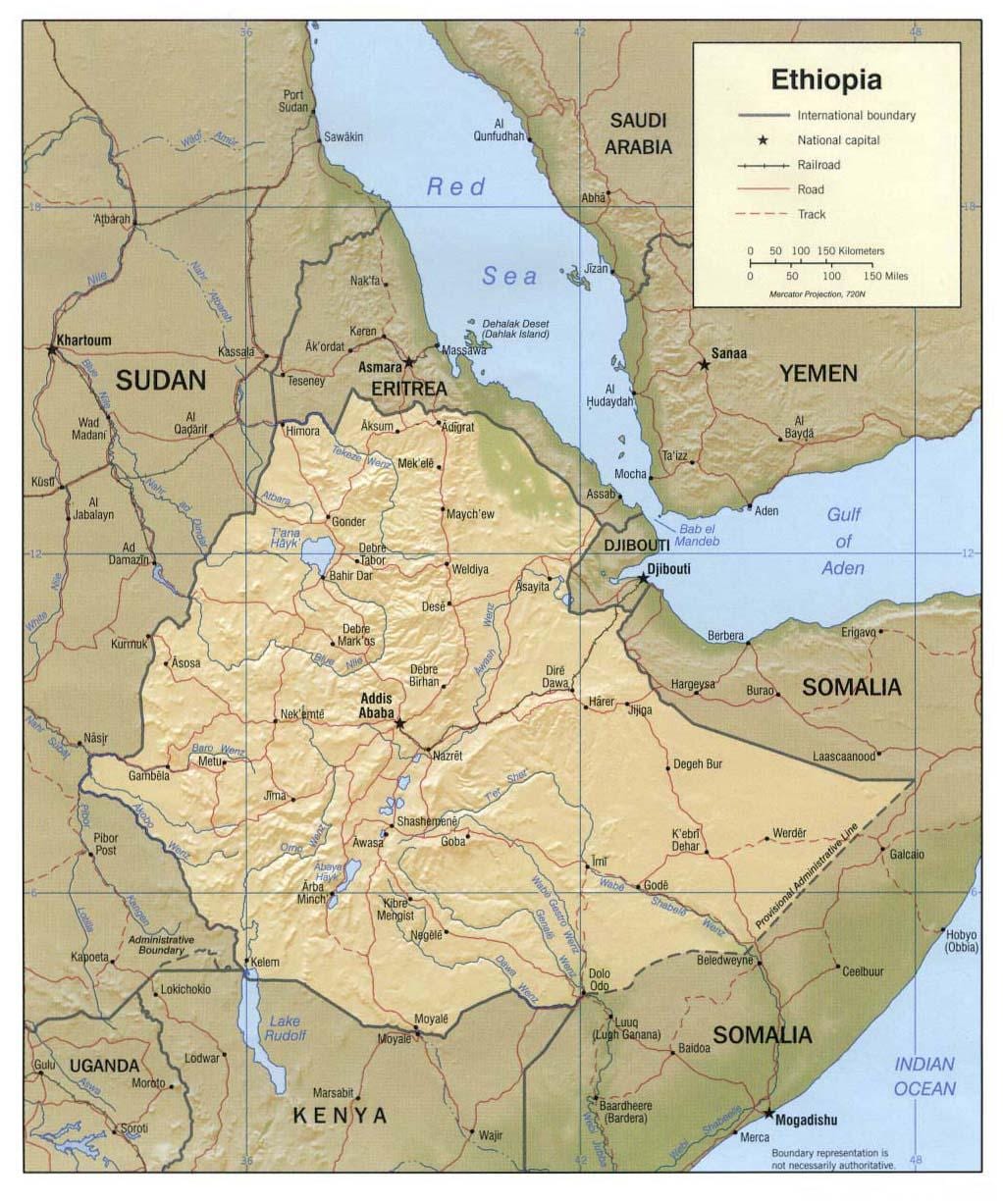 kart over Etiopia kart 1980