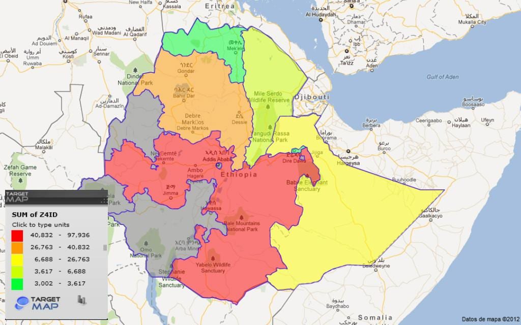 Etiopia provinser kart
