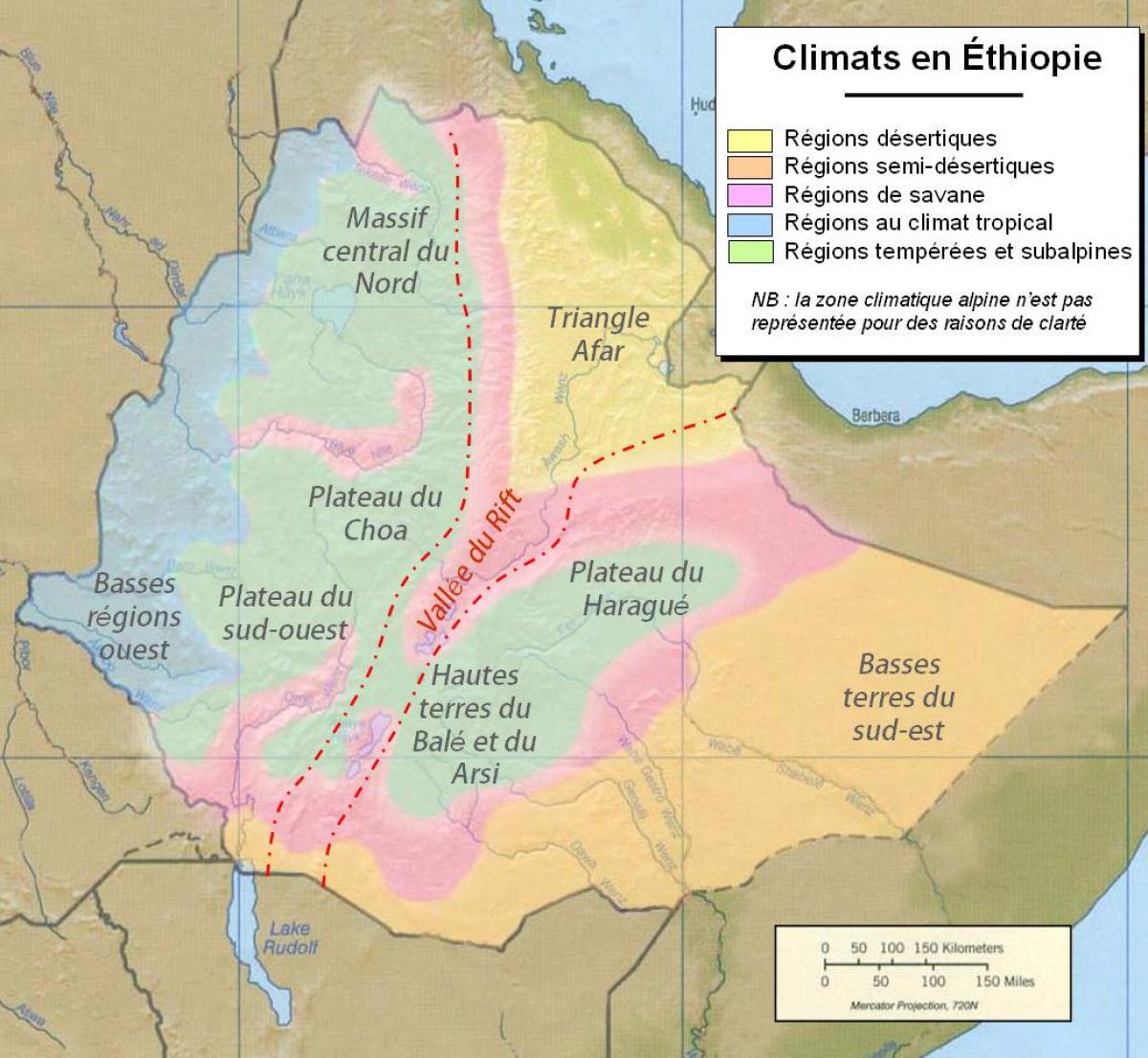 kart over Etiopia klima
