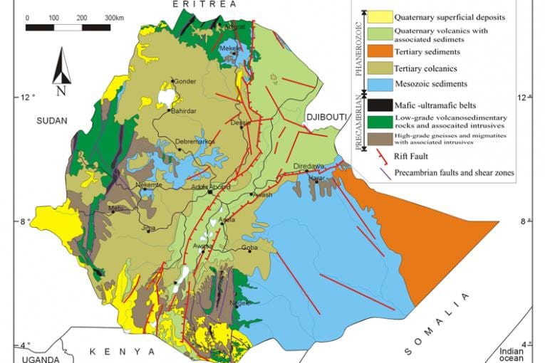 kart over Etiopia naturressurser