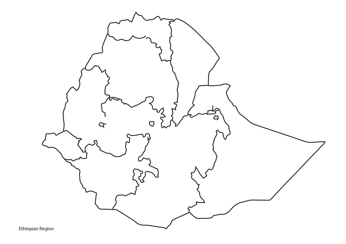 blank kart over Etiopia