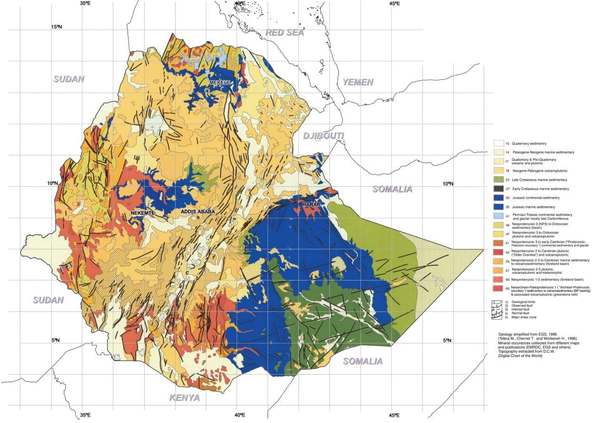 kart over geologiske kart over Etiopia