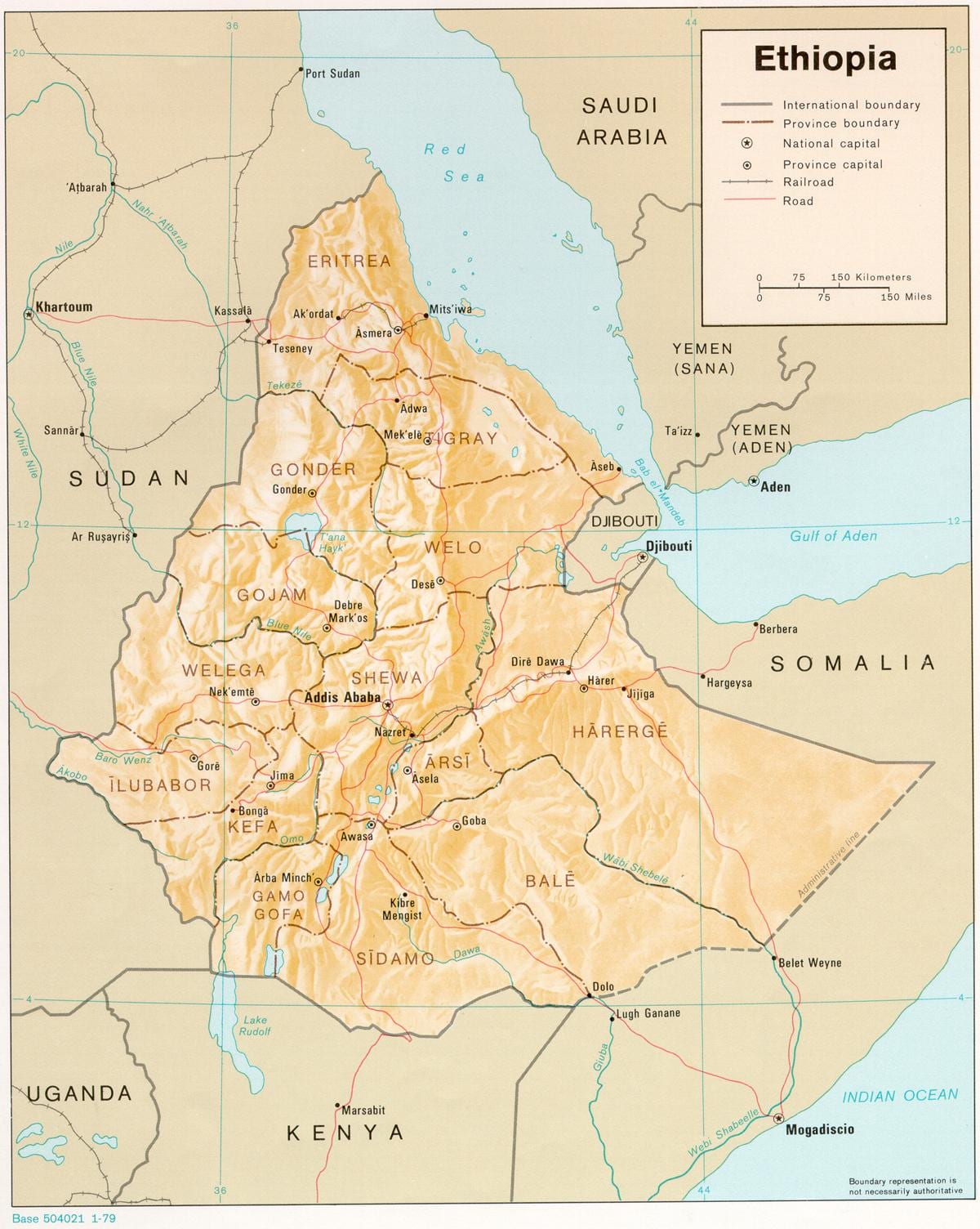 kart over Etiopia under derg