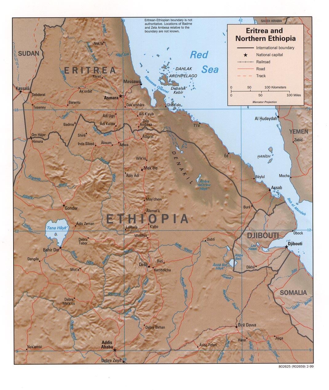 kart over nord-Etiopia