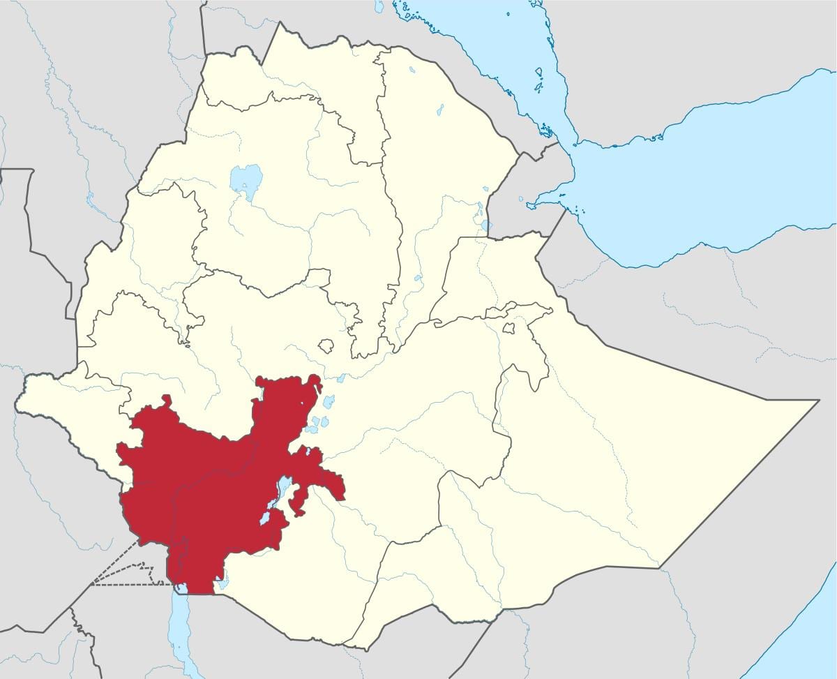 kart over sør-Etiopia
