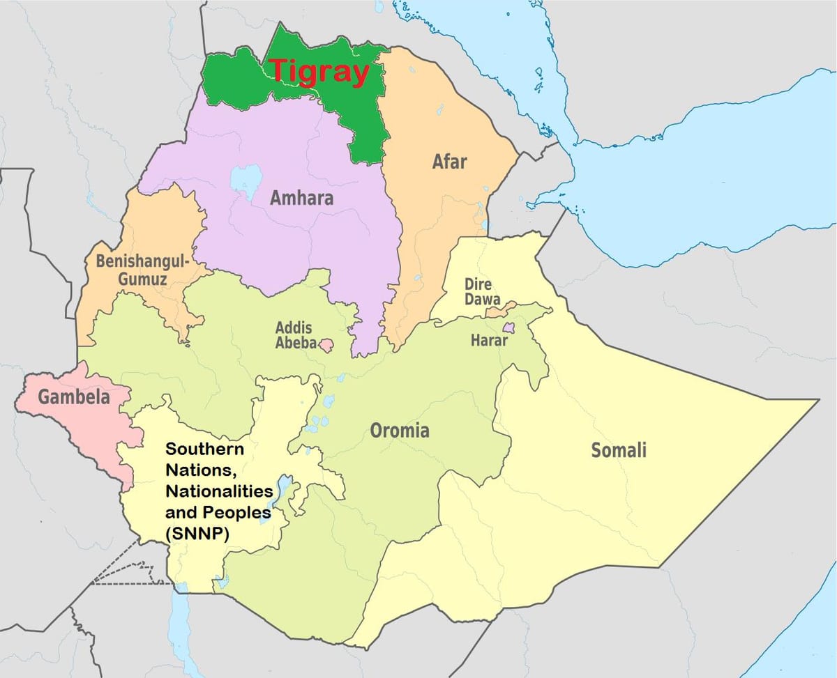Etiopiske tigray kart