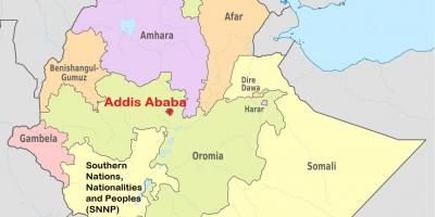 Addis abeba i Etiopia kartet verden