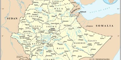 Gjeldende kart over Etiopia