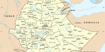 Politisk kart over Etiopia
