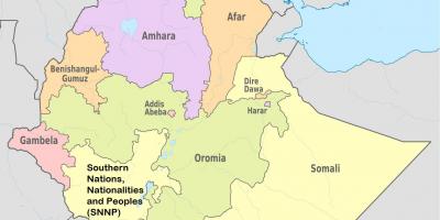 Etiopia regionale stater kart