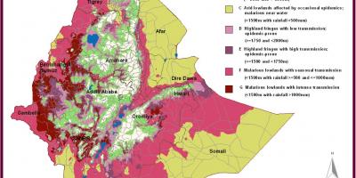 Kart over Etiopia malaria