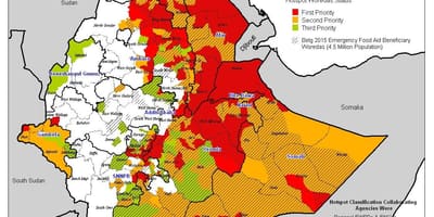 Kart over Etiopia tørke