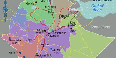 Etiopia turistattraksjonene kart