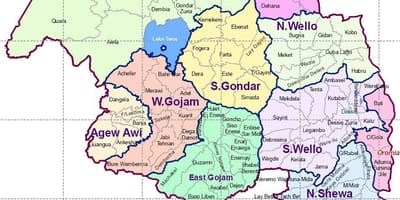 Gondar i etiopia kart