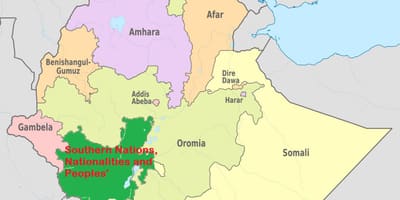 Kart over Etiopia snnpr