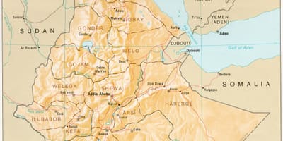 Kart over Etiopia under derg