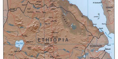 Kart over nord-Etiopia